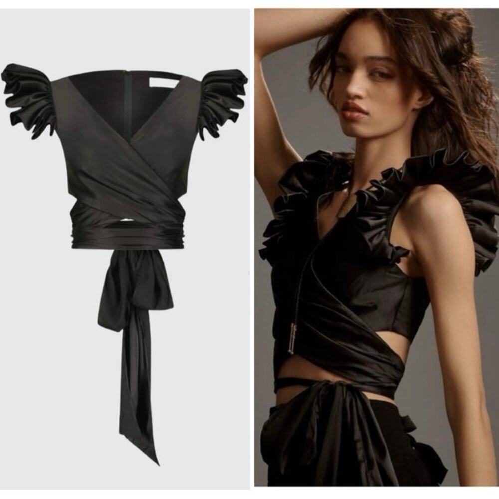 Mac Duggal Ruffle Cap Sleeve Wrap Top